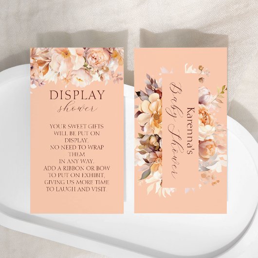 Carte D'accompagnement Présentation de Baby Shower Fleurs de Pêche