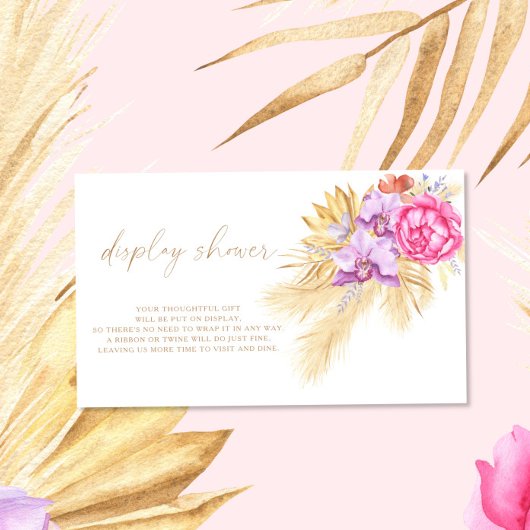 Carte D'accompagnement Présentation de douche Floral Boho pampas