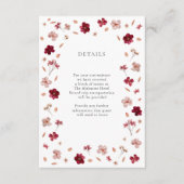 Carte D'accompagnement Pressé rose rouge et crème, Mariage floral Détails (Devant)