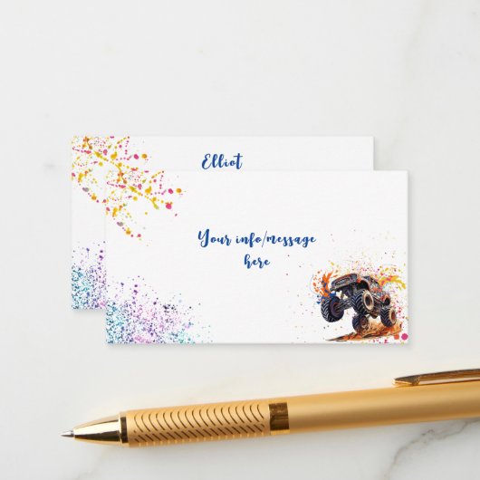 Carte D'accompagnement Prêt à planter un camion monstre anniversaire (Devant/Arrière en situation)