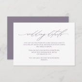 Carte D'accompagnement Pretty Purple Calligraphy Mariage Détails sur l'in (Devant / Derrière)