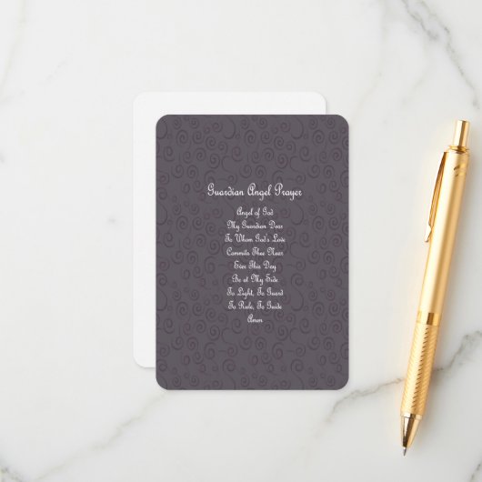 Carte D'accompagnement Prière Angel Guardian Gris Charbon (Devant/Arrière en situation)