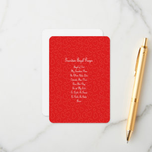 Carte D'accompagnement Prière de l'ange gardien Coeurs rouges