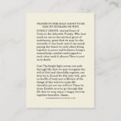 Carte D'accompagnement Prière du Mariage catholique pour le mari et la fe (Dos)