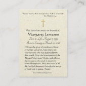 Carte D'accompagnement Prière funéraire catholique enfant de Prague Jésus (Dos)