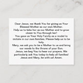 Carte D'accompagnement Prière pour les familles (Dos)