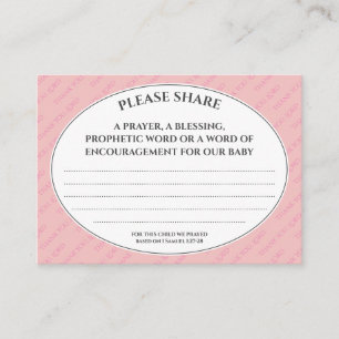 Carte D'accompagnement PRIÈRE PROPHÉTIQUE Pastel Pink Pour Baby shower