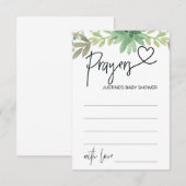 Carte D'accompagnement Prières Pour Baby shower Wish Card Green Succulent (Devant / Derrière)