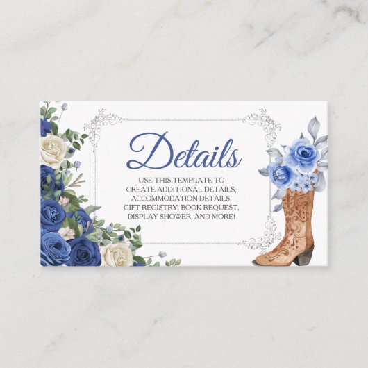 Carte D'accompagnement Princess Boot Silver Navy Quinceañera Detail Card (Devant)