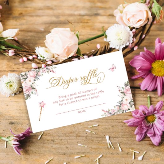 Carte D'accompagnement Princess Carriage Floral Baby Diaper Raffle Ticket
