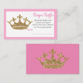 Carte D'accompagnement Princess or couronne diaper billet de tombole bébé (Devant / Derrière)