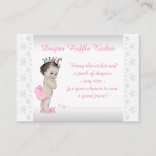 Carte D'accompagnement Princesse rose Diaper Raffle Ticket
