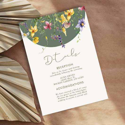 Carte D'accompagnement Printemps Automne Boho Fleur sauvage Bloom Whimsic