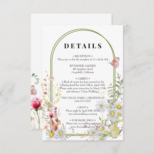 Carte D'accompagnement Printemps Été Fleur sauvage Beige Boho (Devant / Derrière)