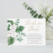 Carte D'accompagnement Printemps vert or blanc livres floraux pour bébé (Debout devant)