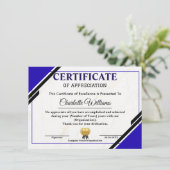 Carte D'accompagnement Professional Appreciation Certificate (Debout devant)