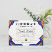 Carte D'accompagnement Professional Blue Gold Appreciation Certificate (Debout devant)