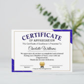 Carte D'accompagnement Professional Certificate of Appreciation Award (Debout devant)
