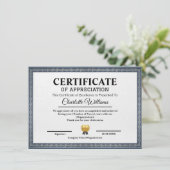 Carte D'accompagnement Professional Certificate of Appreciation Template (Debout devant)