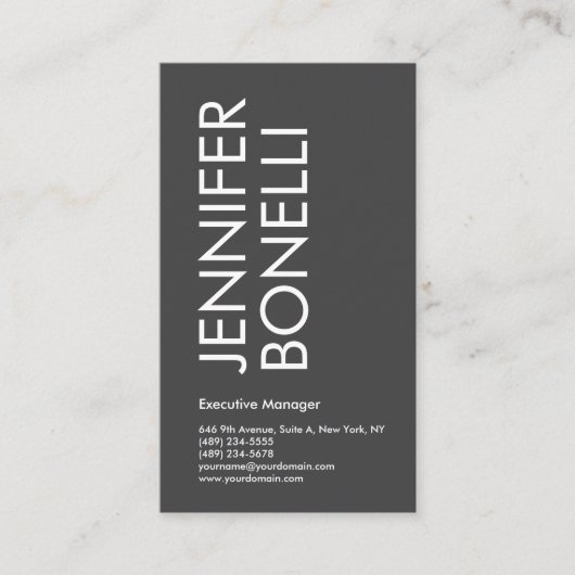 Carte D'accompagnement Professional minimalist modern bold text grey (Devant)