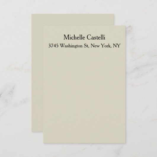 Carte D'accompagnement Professionnel Unique Classique Simple (Devant / Derrière)