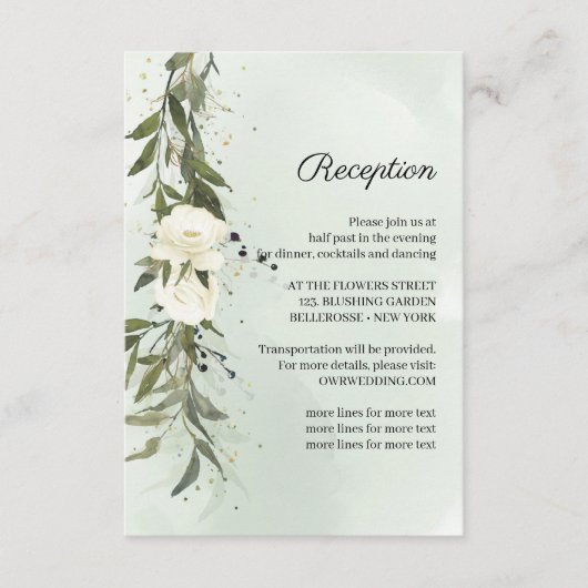 Carte D'accompagnement Profonde Verdure Wreath blanc Roses Réception de m (Devant)