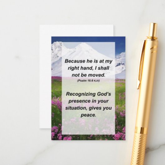 Carte D'accompagnement Psaume 16:8 Parce qu'Il est à ma droite, Je (Devant/Arrière en situation)