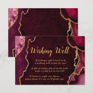 Carte D'accompagnement Puits à souhaits de mariage Agate rouge Bourgogne