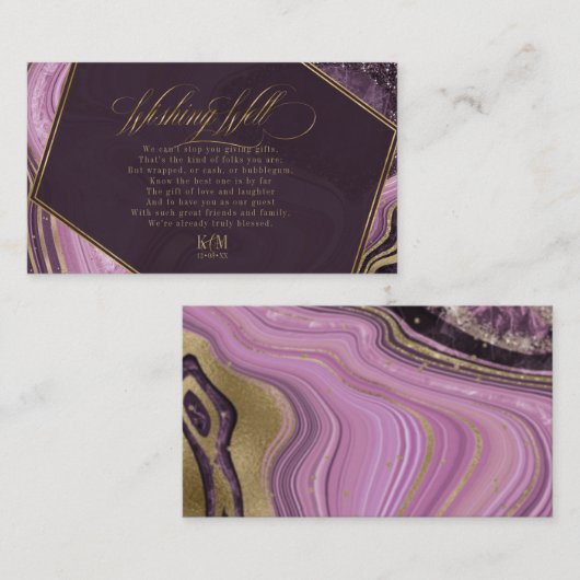 Carte D'accompagnement Puits d'attente d'Agate Abstrait V3 Mauve ID827 (Devant / Derrière)