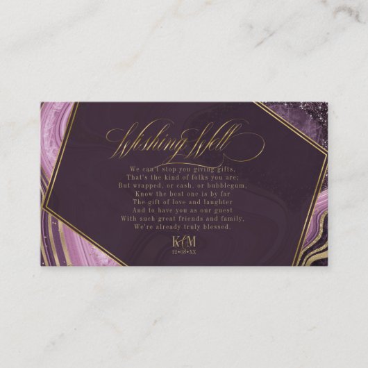 Carte D'accompagnement Puits d'attente d'Agate Abstrait V3 Mauve ID827 (Devant)