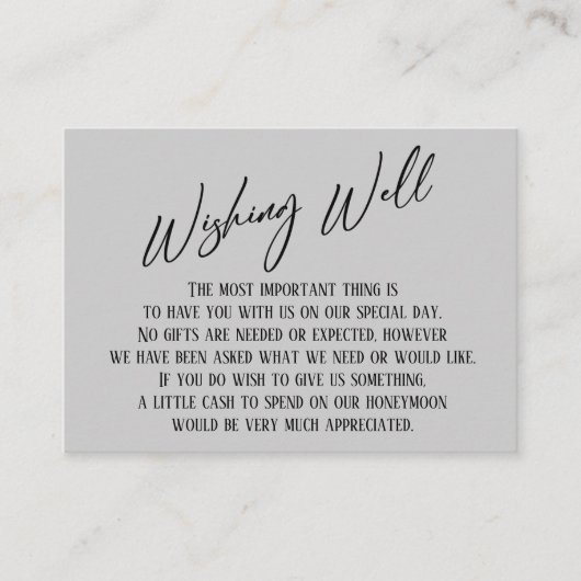 Carte D'accompagnement Puits de souhait Écriture manuscrite moderne Gris  (Devant)