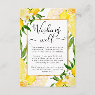 Carte D'accompagnement Puits de souhaits de mariage aux citrons et fleurs