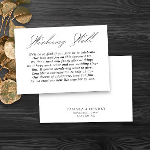 Carte D'accompagnement Puits de souhaits de mariage écriture calligraphiq