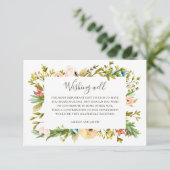 Carte D'accompagnement Puits de souhaits floral aquarelle. Mariage verdur (Debout devant)