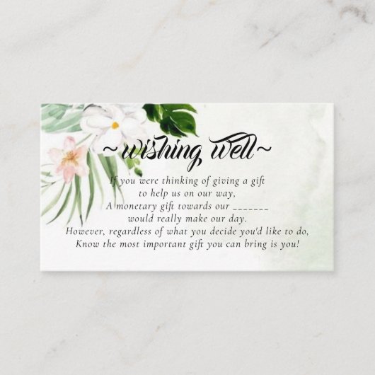 Carte D'accompagnement Puits de souhaits floral blanc pour mariage (Devant)