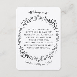 Carte D'accompagnement Puits de souhaits floral rustique. Mariage champêt