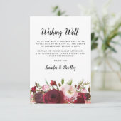 Carte D'accompagnement Puits de souhaits | Florale bordeaux rosé (Debout devant)