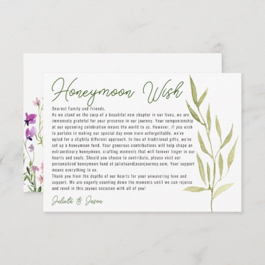 Carte D'accompagnement Puits de souhaits moderne à l'aquarelle avec eucal (Devant / Derrière)