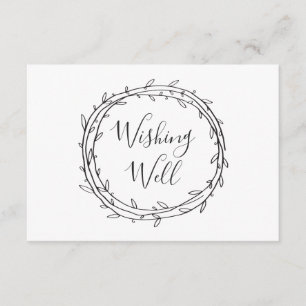 Carte D'accompagnement Puits de souhaits noir et blanc. Mariage botanique