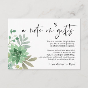 Carte D'accompagnement Puits de souhaits Une note sur les cadeaux Invitat
