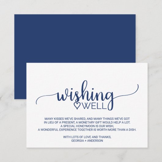 Carte D'accompagnement Puits de vœux de mariage à calligraphie simple ble (Devant / Derrière)
