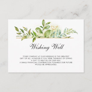 Carte D'accompagnement Puits de vœux de mariage à feuillage vert floral