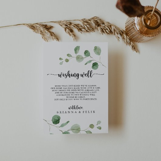 Carte D'accompagnement Puits de vœux de mariage à l'eucalyptus Green Deli