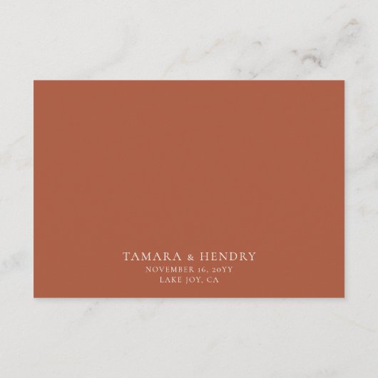 Carte D'accompagnement Puits de vœux de mariage Calligraphie Script Terre (Dos)