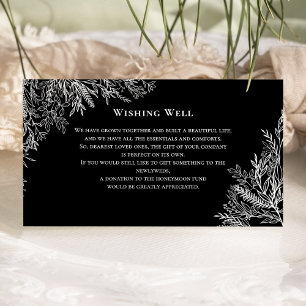 Carte D'accompagnement Puits de vœux de mariage de verdure noir et blanc