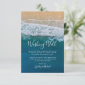 Carte D'accompagnement Puits de Vœux de Mariage Élégant Océan Bleu Plage (Debout devant)