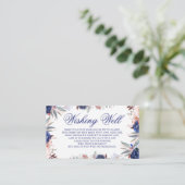 Carte D'accompagnement Puits de vœux de mariage floral bleu marine (Debout devant)