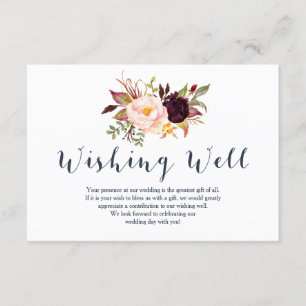 Carte D'accompagnement Puits de vœux de mariage floral marine Bourgogne