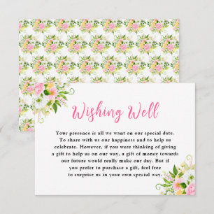 Carte D'accompagnement Puits de vœux de mariage floral rose jaune d'été