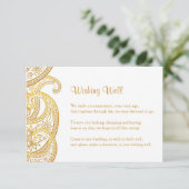 Carte D'accompagnement Puits de vœux de mariage indien, Paisley doré (Debout devant)